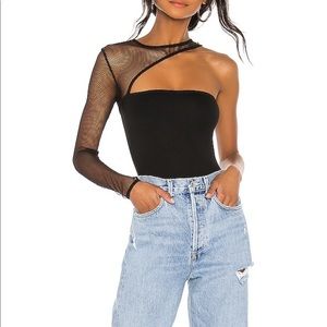 NEW Revolve one sleeve mesh bodysuit